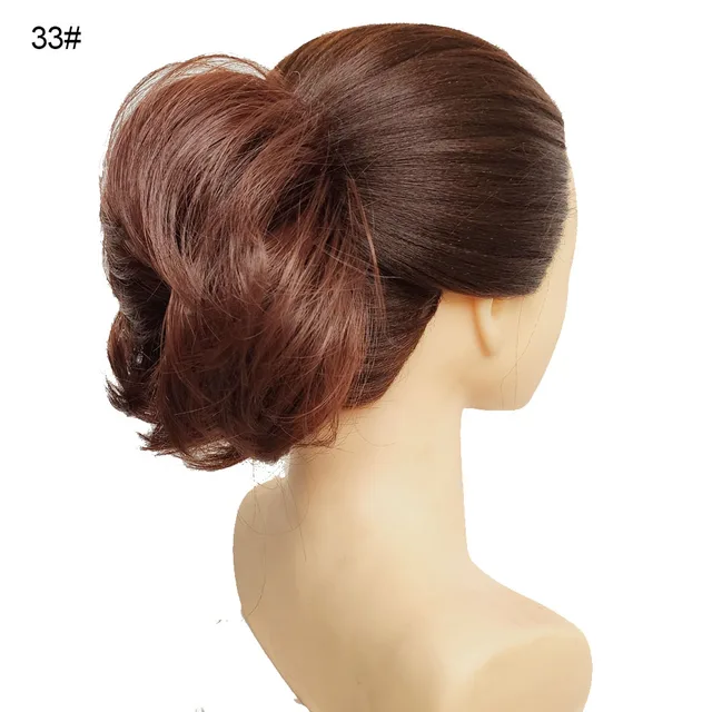Jeedou Messy Chignon Donut Hair Bun Pad Elastic Hair Rope Rubber Band Synthetic Hairpiece Gary Brown Color S-33