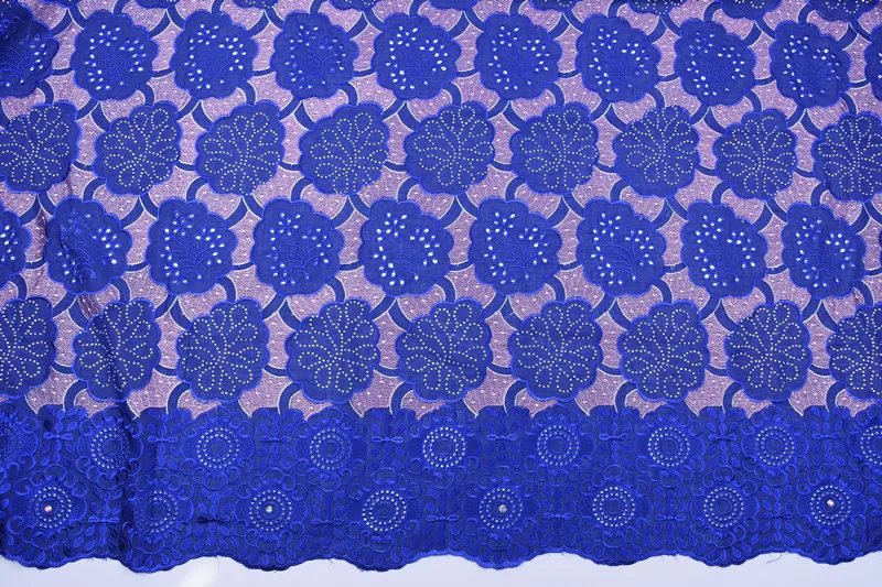 Королевский синий африканский нигерийский сухой кружевной ткани с отверстиями швейцарская вуаль кружева в швейцарской вышивкой хлопок кружева для женщин A1771