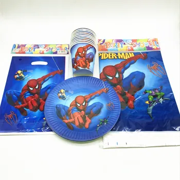 

Spiderman Theme 31pcs/lot Cartoon Baby Shower Child Boy Birthday Party Paper Cups Plates Tablecloth Candy gift bag Supplies
