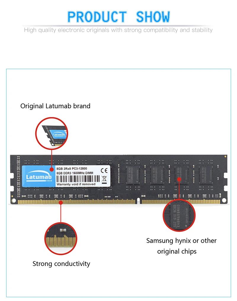 Latumab 8 ГБ 16 ГБ DDR3 1600 МГц PC3 12800 настольная Память DIMM Память RAM 240 шпильки 1,5 в Настольный ПК модуль памяти ram