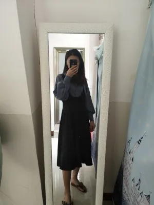 Camisa e Cinta Vestido de Duas Blusa e Cintura Moda Retro Estilo Francês Vestido Feminino Peças Conjunto Puff Manga Alta Magro Outfits F2859 43 Terninho com saia