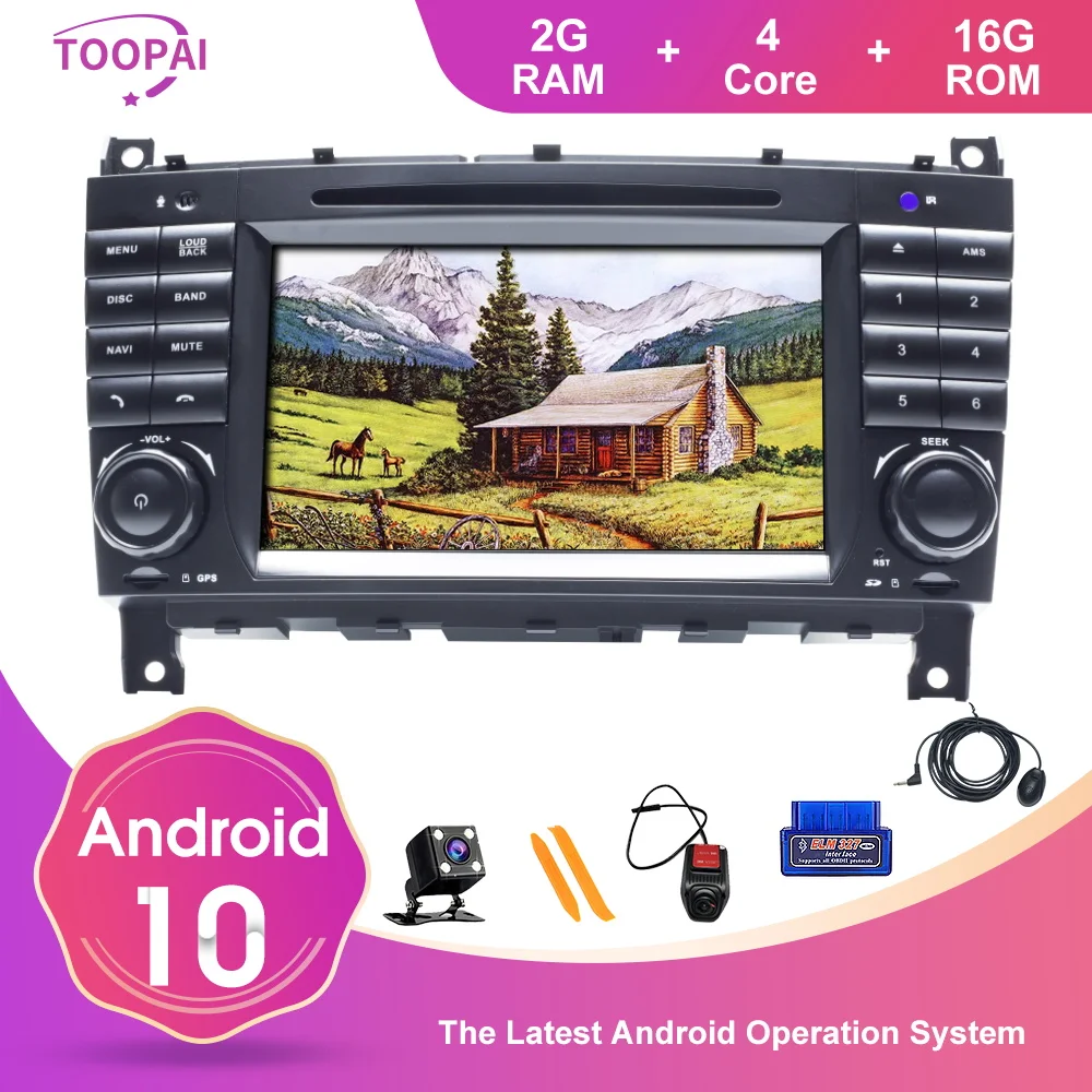TOOPAI Android 10 для Mercedes Benz W203 CLK200 CLK22 C180 C200 CANBUS руль управления Автомобильный