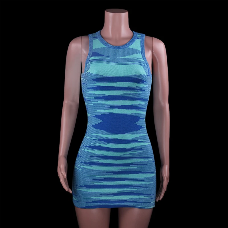 Knit Dress Summer Sleeveless Women Party Mini Dress Muti Chic Elastic Fashion Streetwear Bodycon Slim Dresses Holiday New