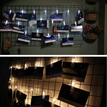 

1.2M 2.2M Photo Clip Holder 10 20LED String lights For Christmas New Year Party Wedding Home Decoration Fairy lights Battery NEW