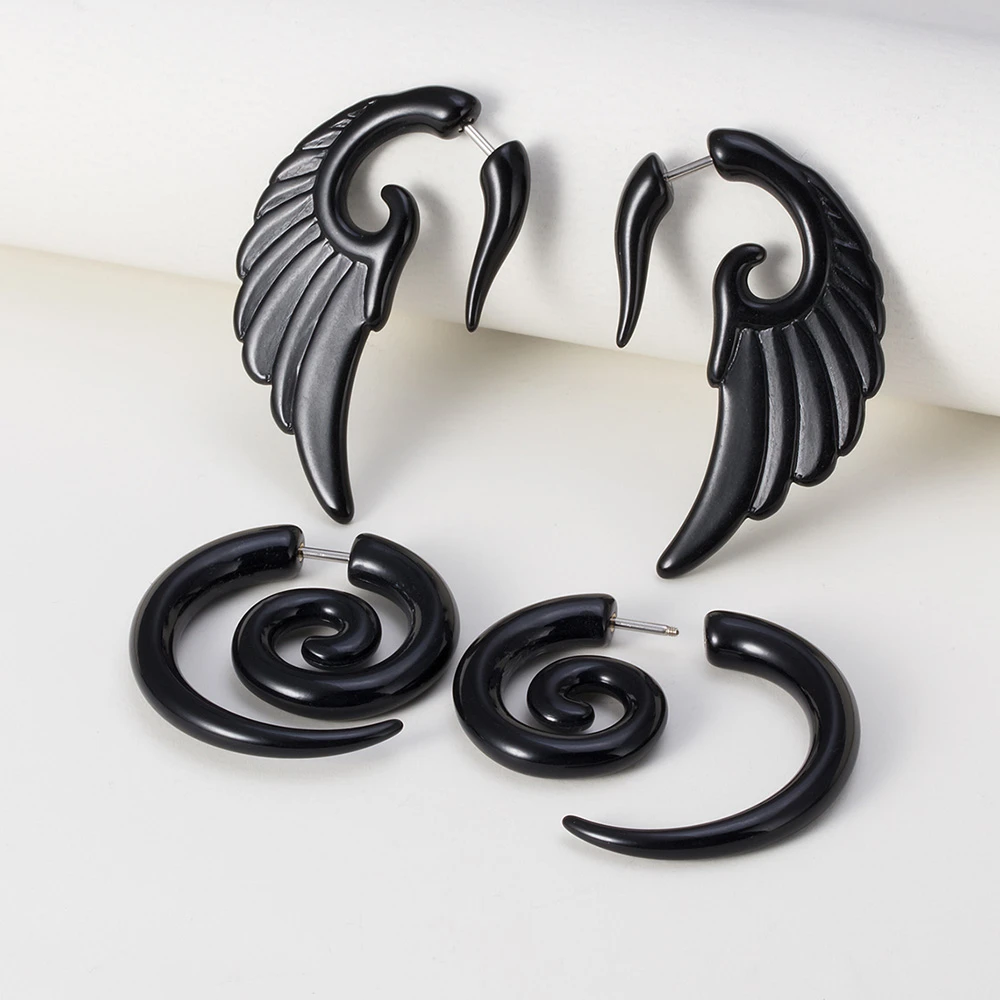 2 Pairs 16g Plastic Earlobe Earring Acrylic Fake Spiral Wing Ear Taper Stretcher Expanders Gauge Cheater Piercing Body Jewelry Hoop Earrings Aliexpress