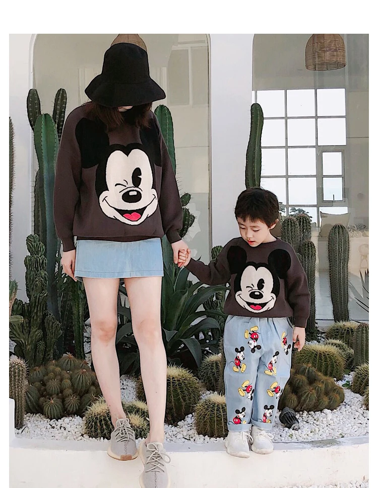 Anlencool/Новая детская одежда с Минни для мальчиков и девочек свитер с героями мультфильмов для детей и родителей Детский свитер