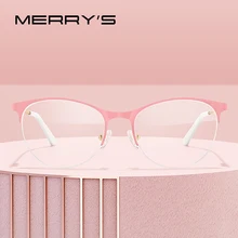 Женские Модные трендовые полуоправные очки с кошачьим глазом женские очки для близорукости рецептурная оптика S2004