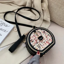 Элегантные шерстяные круглые женские сумки с милым котом, сумки на плечо, модные круговые женские сумки-мессенджеры через плечо, Дамская ручная сумка