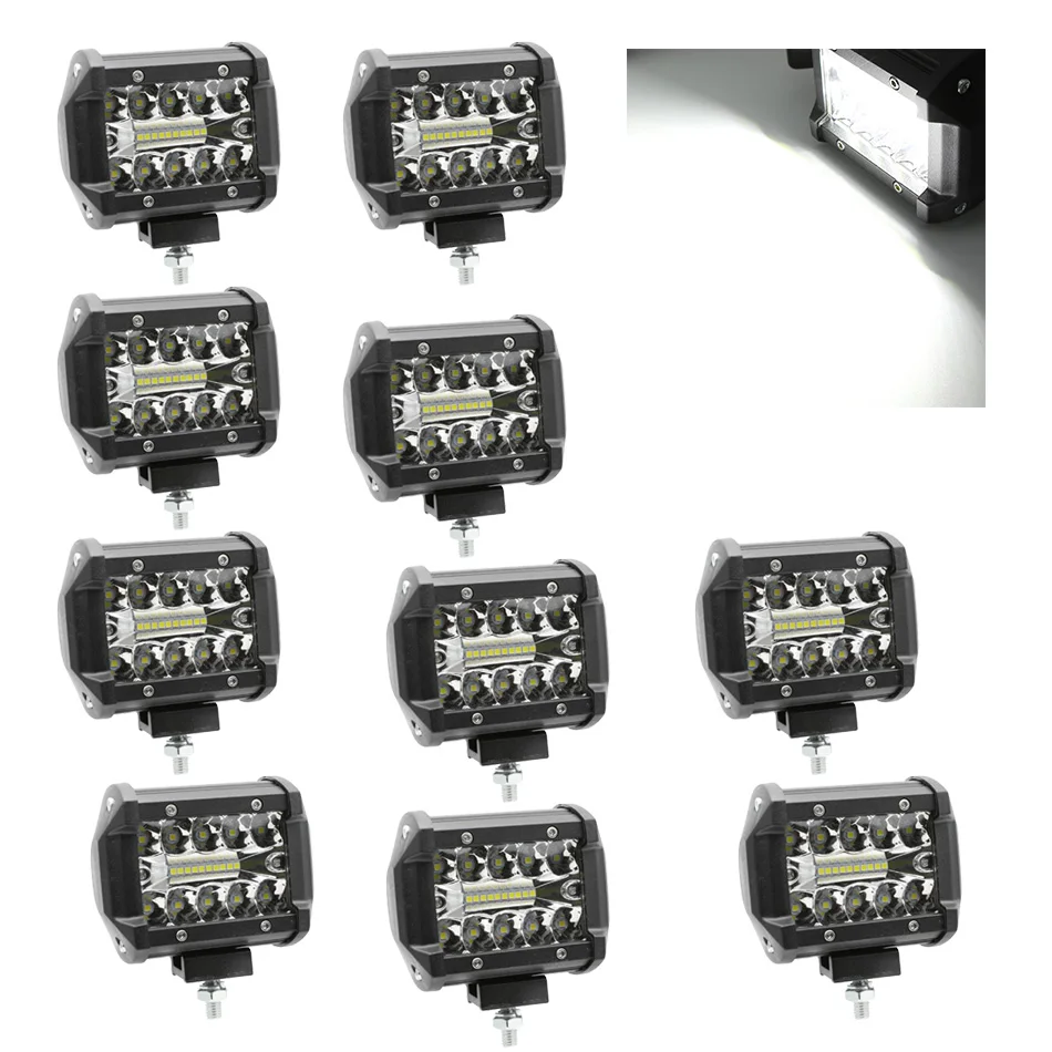 

10 Pcs 4" LED Car Work Light Combo 12V 24V Car Work Light Bar Driving Offroad Spot Light Lamp for Boat Tractor Truck 4x4 SUV ATV