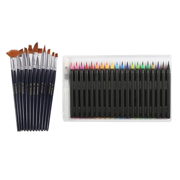 

12Pcs Nylon Hair Watercolor Oil Painting Pen & 20 Color Premium Painting Soft Brush Pen Set Watercolor Markers Pen