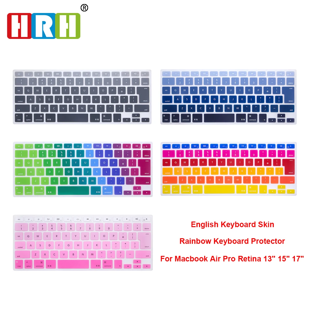 

HRH 50pcs Anti-dust Rainbow English Keyboard Cover Skin Protector for Macbook Air Pro Retina 13" 15" 17" Japanese Version