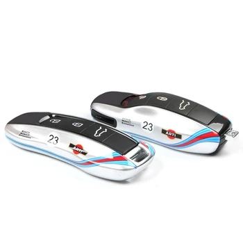 

Car key case for Porsche for Panamera Cayenne 971 911 9YA Macan boxster key cover car alarm remote hard shell keychain sliver 23