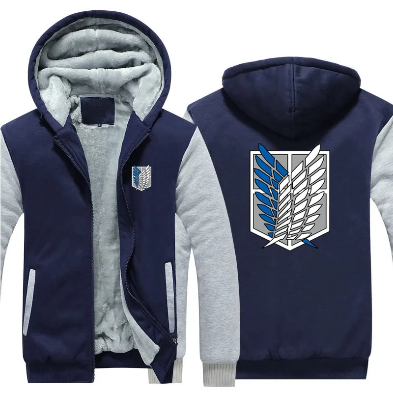Anime! Attack on Titan Winter Coat Cosplay Costume Fashion Leisure Thickening Hooded Fleece Keep Warm Zipper Tops - Цвет: 5