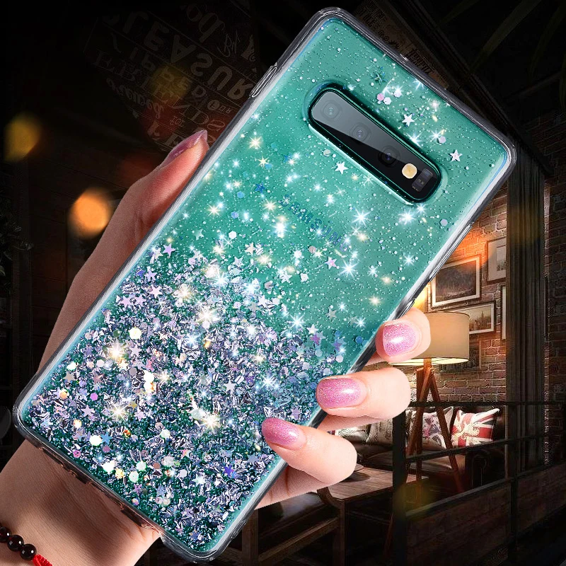 Модный сверкающий блестящий чехол для samsung Galaxy S10 S9 S8 Plus S 10 силиконовый прозрачный