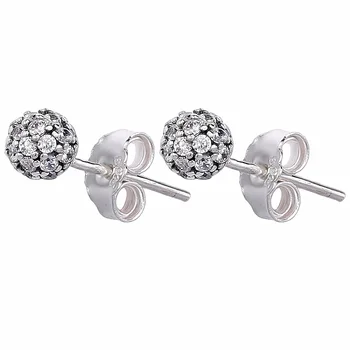 

Authentic 925 Sterling Silver Earring Pave Drops Stud Earrings With Full Crystal For Women Wedding Gift Fine Jewelry