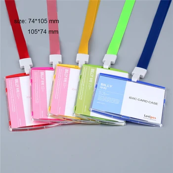 

10 pieces Work Name Card Holders with lanyard Business Work Card ID Badge Lanyard Holder Hot Vertical PP ID Business Case