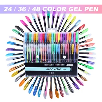

48/36/24 Colors Gel Pens Set Glitter Gel Pen Drawing Stationery Pens For Adult Coloring Books Drawing Doodling Art Markers