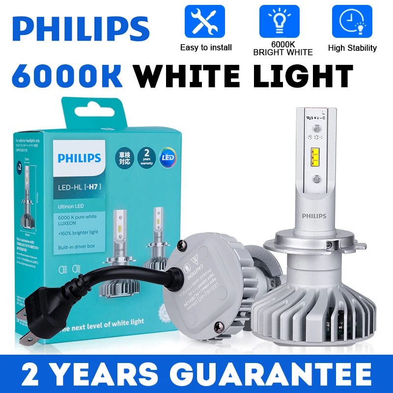 2Pcs H7 LED Philips H1 H8 H11 H16JP Mini LED Bulbs Car Headlights fog  Lights 6000K Cold White Powerful 12V Auto Lamps KQ