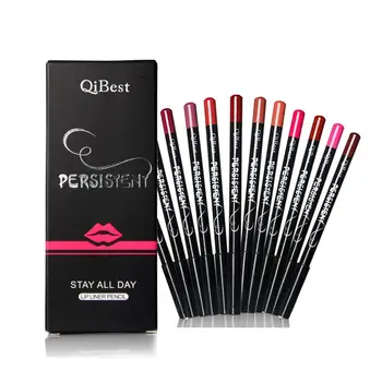 

QIBEST Matte Lip Liner Lip Makeup Long-lasting Lip Pencil Matte Lipliner 12Colors Waterproof Lipstick Cosmetics Lip Liner Set