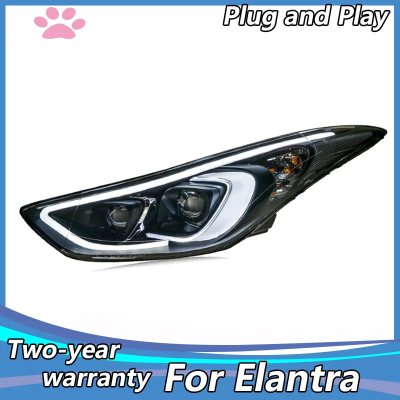 Car Styling For 2012-2016 Hyundai Elantra Headlights MD LED Headlight DRL Q5 Bi Xenon Lens High Low Beam Parking Fog Lamp