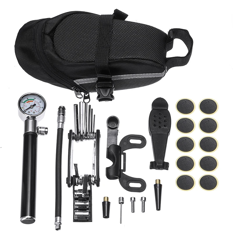 Bicycle MTB Repair Tool Kit Set For Mountain Bike Cycling Puncture Tyre Pump+Bag