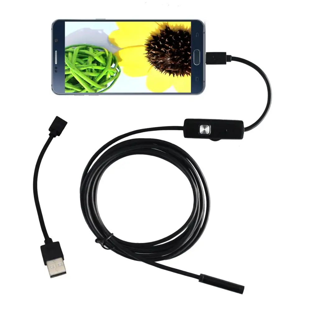 1/2 м 5,5 мм 7 мм эндоскоп камера гибкая USB Android эндоскоп Водонепроницаемый 6 светодиодный бороскоп змея Инспекционная камера для Android PC