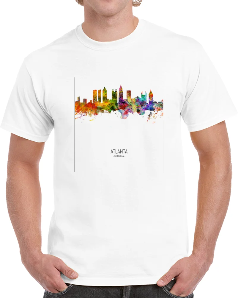 Men t-shirt Atlanta Georgia Rainbow Skyline T Shirt tshirt Women t shirt | Мужская одежда