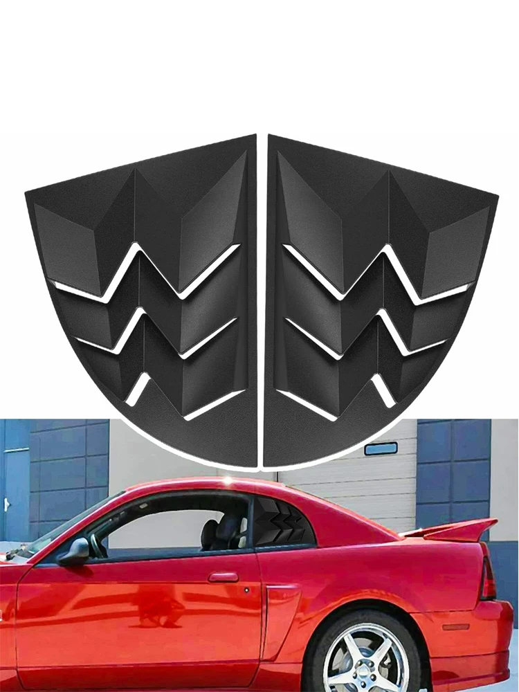 Rear Window Louver Fits for Ford Mustang 1994 1995 1996 1997 1998 1999 2000 2001 2002 2003 2004 Windshield Sun Shade Rain Covers in GT Lambo Style Fit All Weather ABS Matte Black 