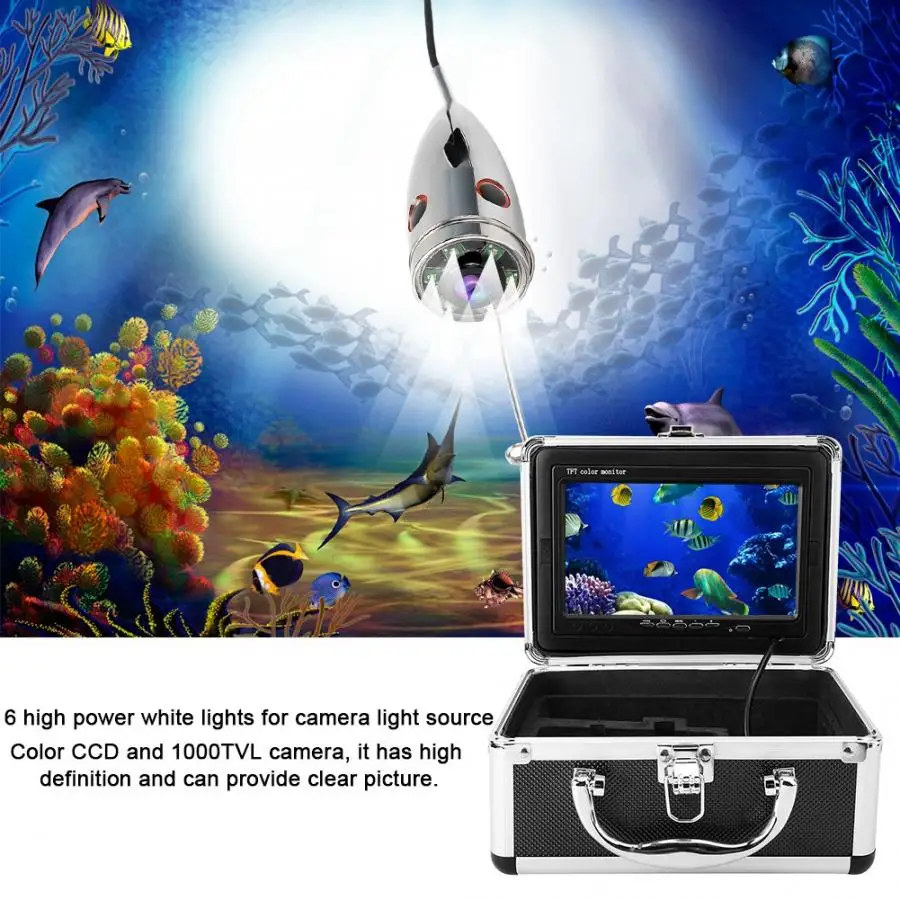 Подводная Водонепроницаемая видеокамера 7in 1000TVL HD монитор 98 4 фута IP68 100 240 В|Камеры