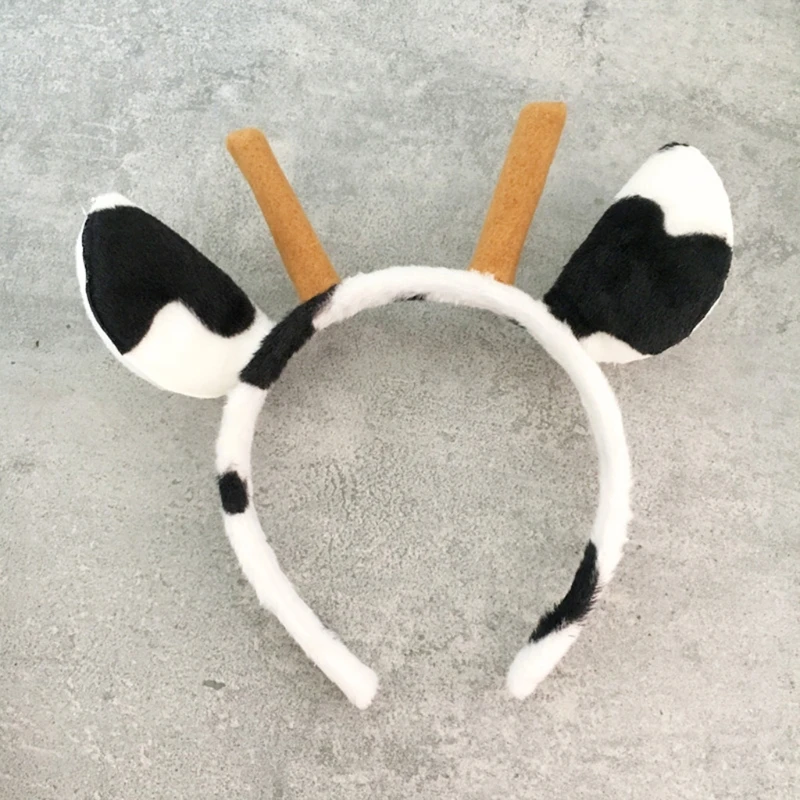 police woman costume Hairband Plush Cow Ear Headband Cosplay Hair Hoop animal cattle ox horn headwear Devil demon Headdress ninja costume women