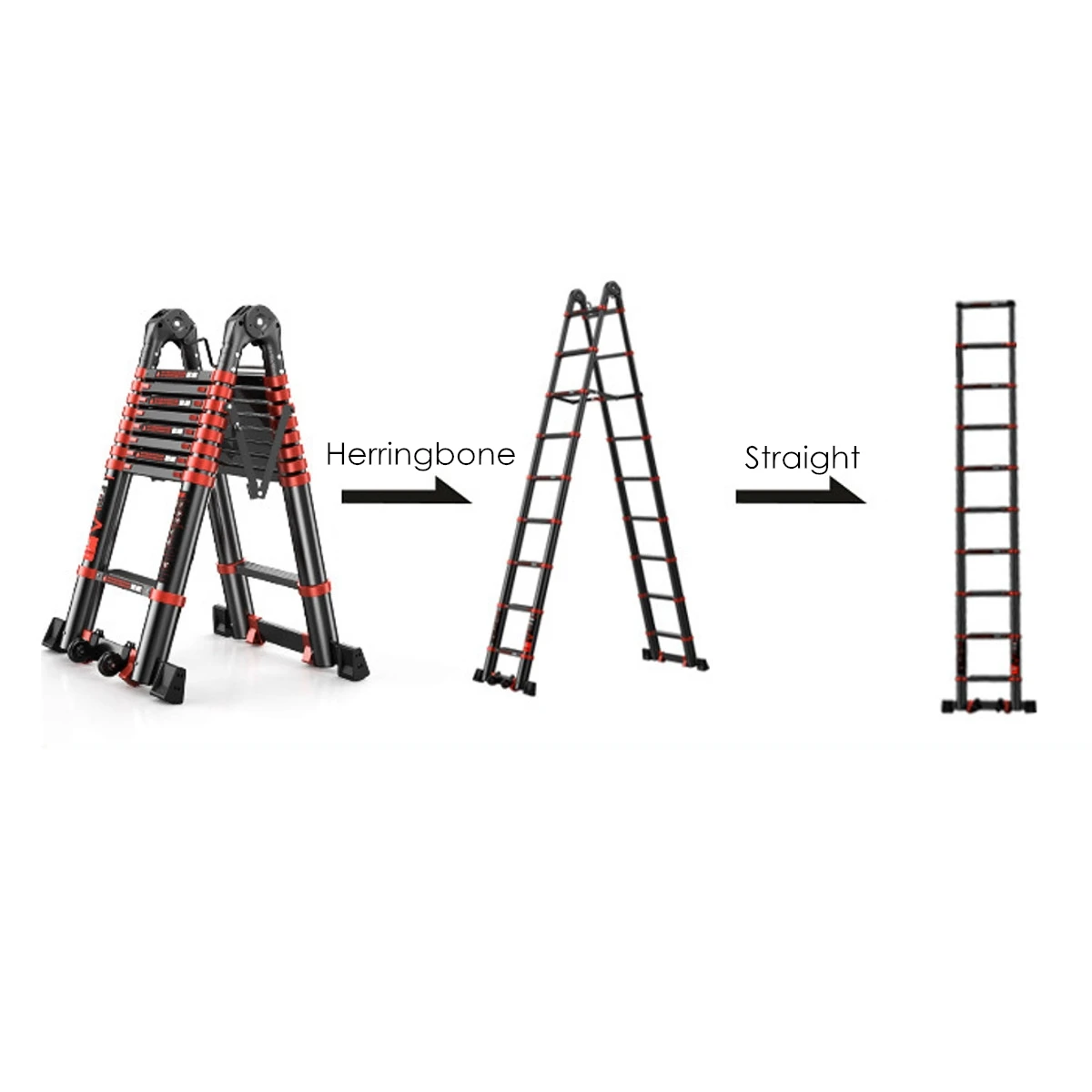 4.9M Uitbreiding Gereedschap Breedte 82 Mm Aluminium Ladders 6 Stappen Telescopische Tweeërlei Gebruik Visgraat - AliExpress