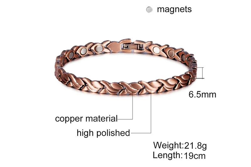 Magnetic Copper Bracelets Men Health Energy Chain Male Metal Magnet Therapy Arthritis Relief Couple Jewelry Love for Women Men
