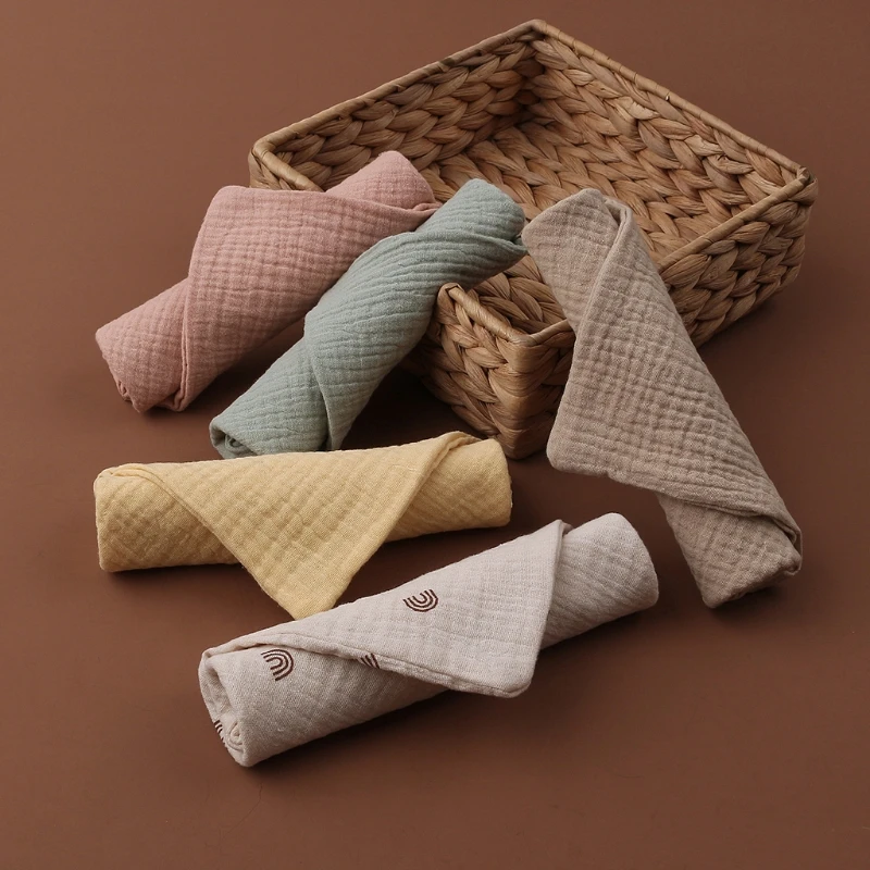 

5 Pcs Towel Baby Facecloth Baby Bath Towel Handkerchief Cotton Burp Cloth Soft Absorbent Gauze Kindergarten Washcloth