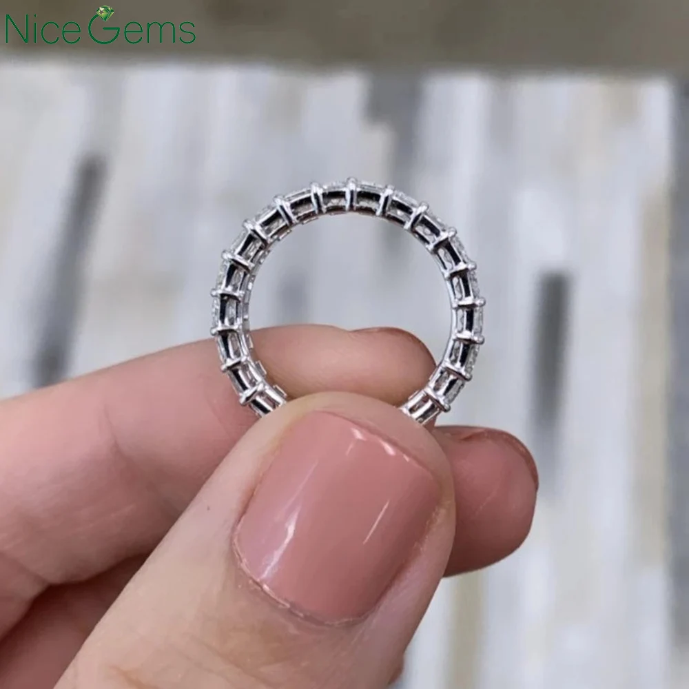 Однотонный браслет niegems из белого золота 14 к 585 пробы 4CTW с изумрудами Moissanite