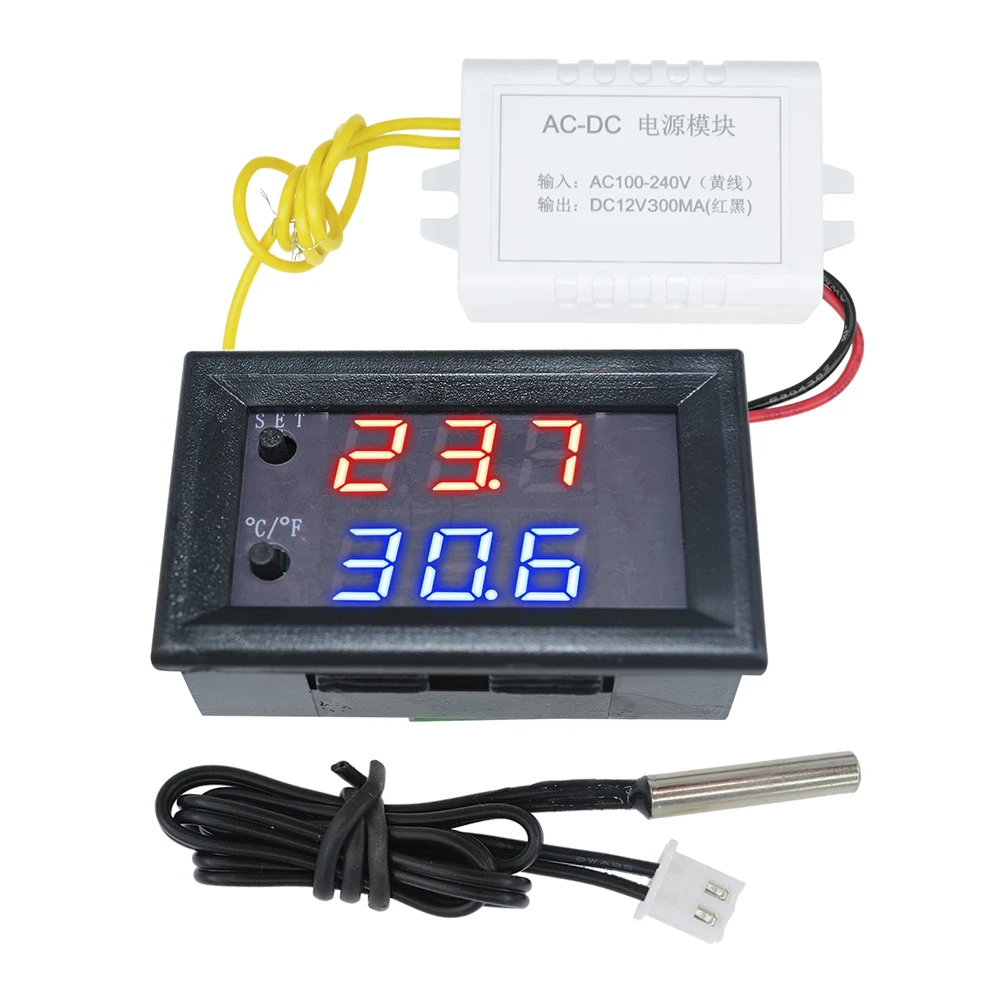 W1209WK DC12V Digital thermostat Temperature Control Sensor 1% 3950 NTC10K Cable 
