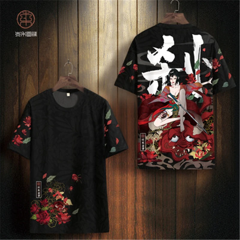 

Chinese elements ukiyo-e digital print luxury short sleeve t shirt Summer New quality soft comfortable icy cool t shirt menS-6XL