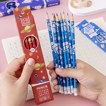 10 pz/lotto matite in legno con gomma HB Pencil Cartoon Planet Writing Pen Cute Student Pen Kawaii School Supplies Gifts Prize