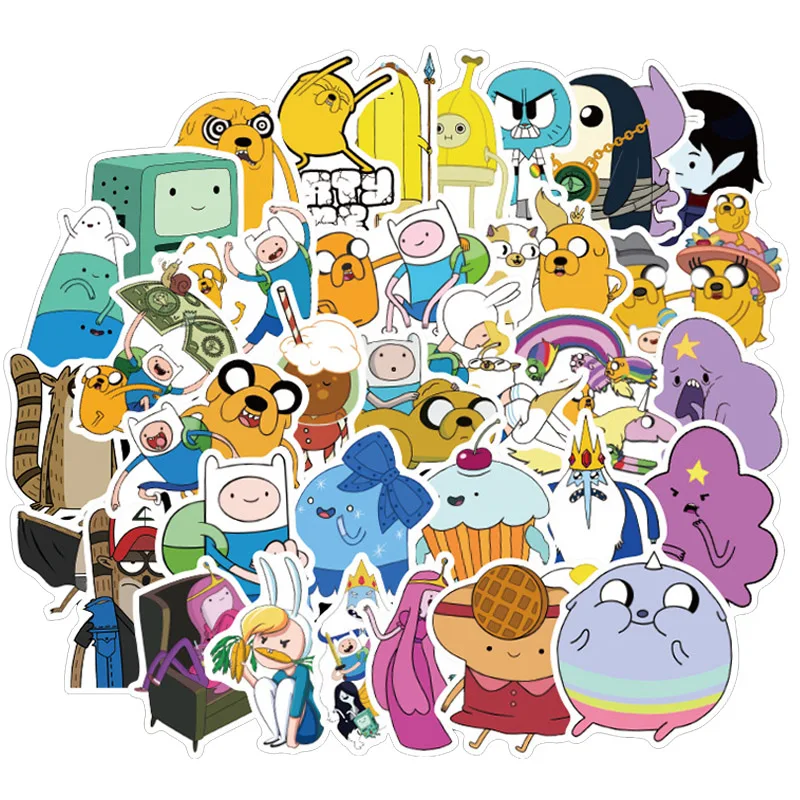

50pcs Cartoon Adventure Time Waterproof Girl Stickers Skateboard Suitcase Guitar Graffiti DIY Sticker Children Classic Toy