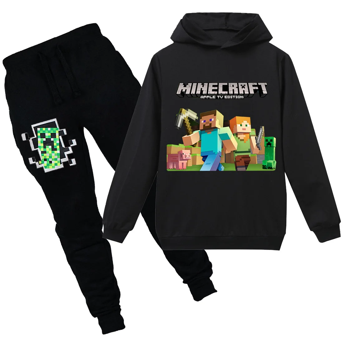 

2019 Kids Minecraft Clothing Sets Boys Spring Sports Tracksuits Girls blue Coat+Pant Clothes Set Children Costume Suits 6-14Y