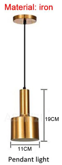 Скандинавские латунные подвесные светильники постмодерн минималистский ресторан подвесной светильник античный металлический подвесной светильник освещение - Цвет корпуса: Iron-Pendant  11cm
