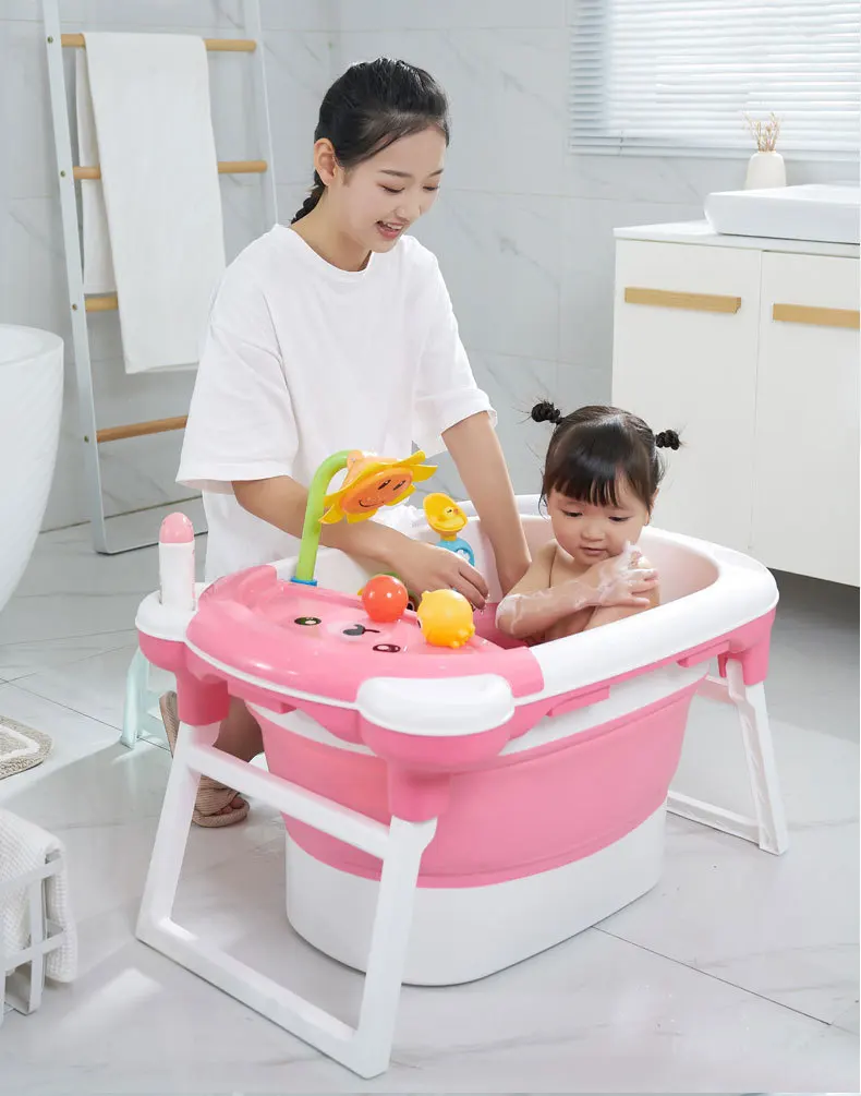 Детский душ портативные силиконовые детские аксессуары для ванны Детские Складные противоскользящие Ванна Плавательный Бассейн предметы для новорожденных