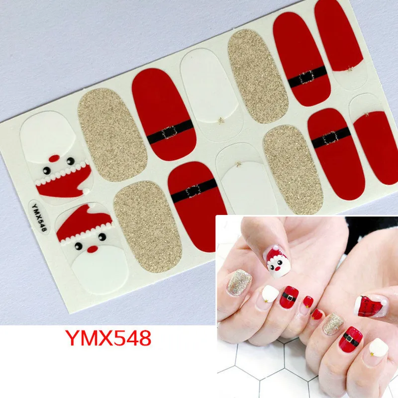 Lamemoria14tips/Christmas Nail Sticker Autumn and Winter Classic Nail Snowflake Self-adhesive 3D Hot Press Nail Sticker