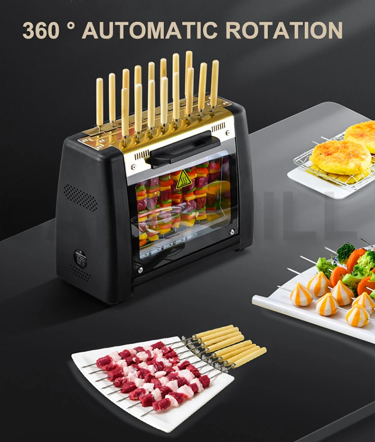 CANDIMILL 220V Household Small Smokeless Electric Oven Automatic Rotary Barbecue Machine Grill Skewers 4