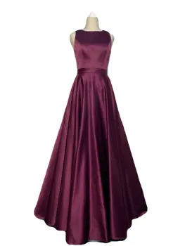 

Plum Purple Long Satin Evening Dress 2020 elegant beaded Trailing luckgirls Customizable prom Dress mocini tailor