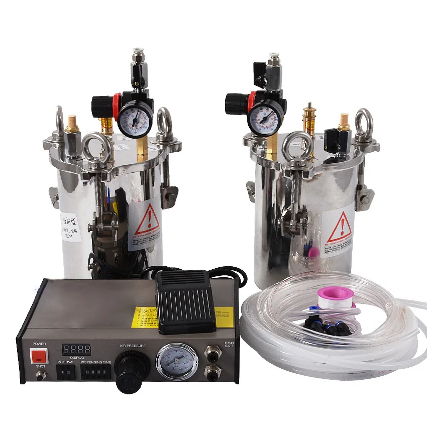 

With 2pcs 5L Pressure Tanks AB Glue Filling Machine MY-2000 Glue Dispenser Equipment Accurate Automatic Glue Dispensing Machine