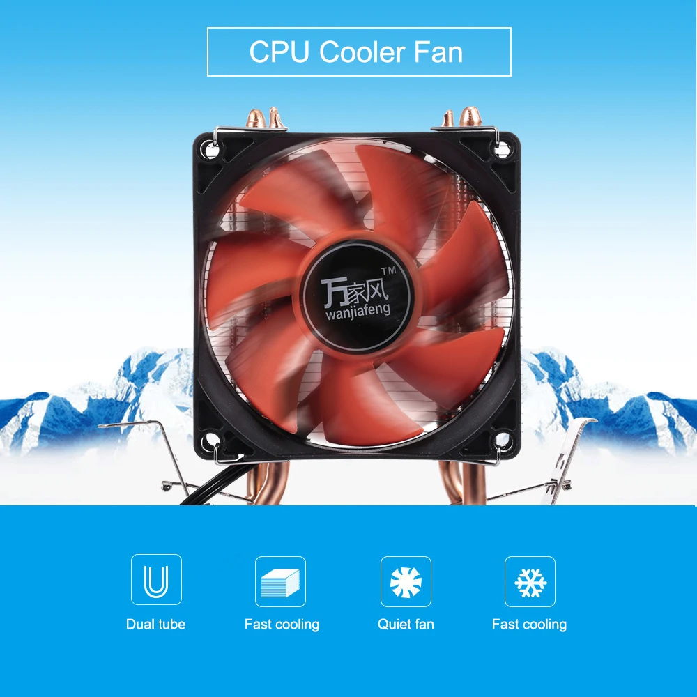 

Quiet Dual Tube Heatsink Radiator Hydraulic CPU Cooler Heatpipe Fans for Intel /AMD/AM2/AM2+/AM3/FM1