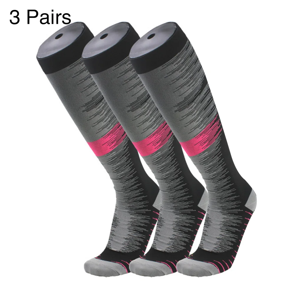 

3pairs Anti Fatigue Polyester Running Travel Compression Socks Elastic Flight High Stockings Pain Relief Fitness Non Slip