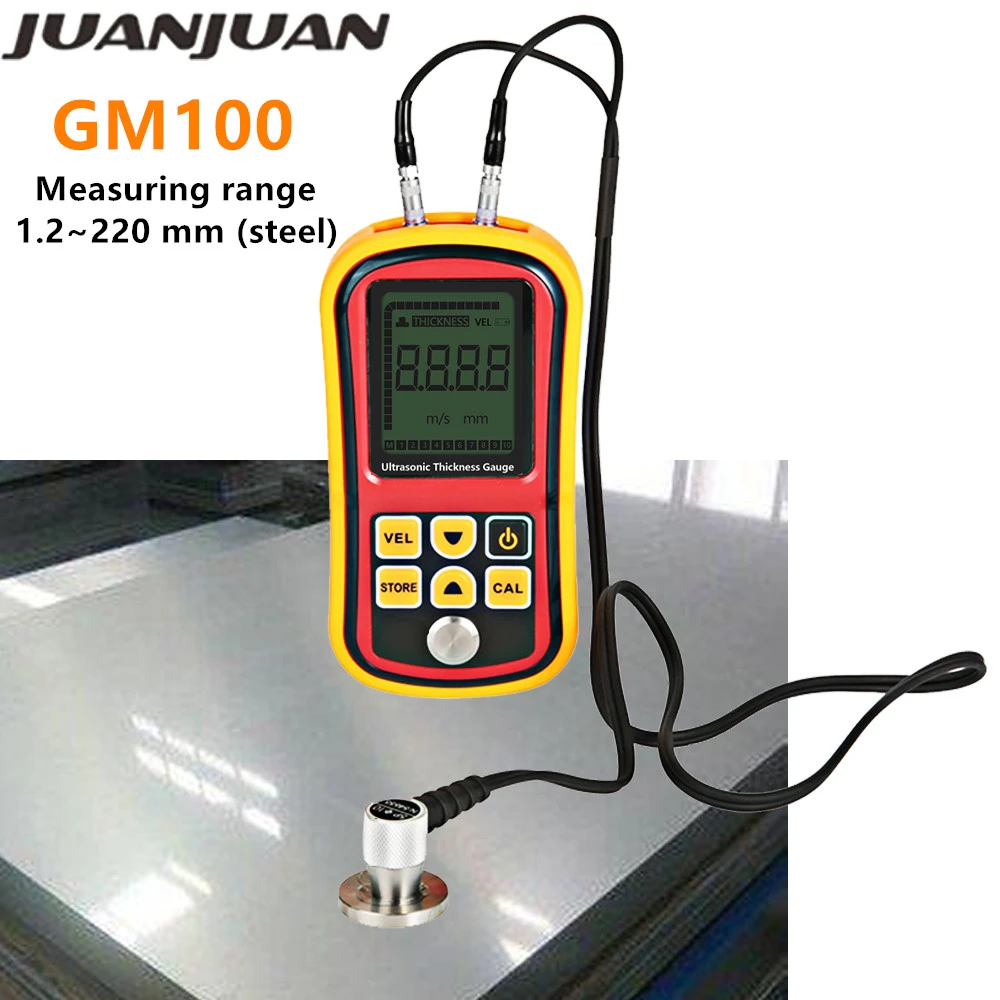 GM100 Ultrasonic Thickness Gauge 1.2 to 200MM Metal Sound Velocity