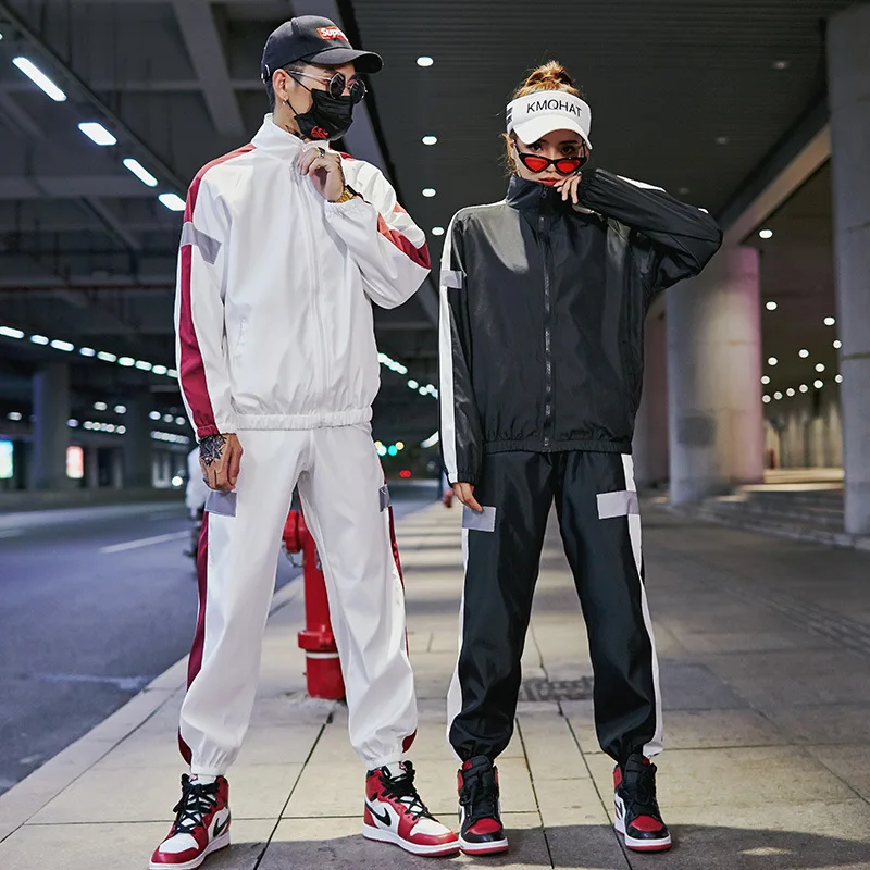 

Autumn Leisure Sports Suit Hiphop Hip Hop National Trends Set Men's Couples Street Popular Brand Loose-Fit Two-Piece Set