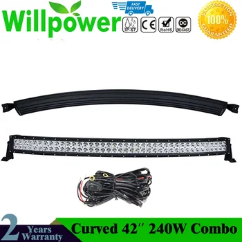 

New Curved 42'' inch 240W LED Light Bar Car Truck Offroad Driving Work Light Bar Fog Lamp For Jeep SUV ATV Boat 4x4 12V 24V Wire